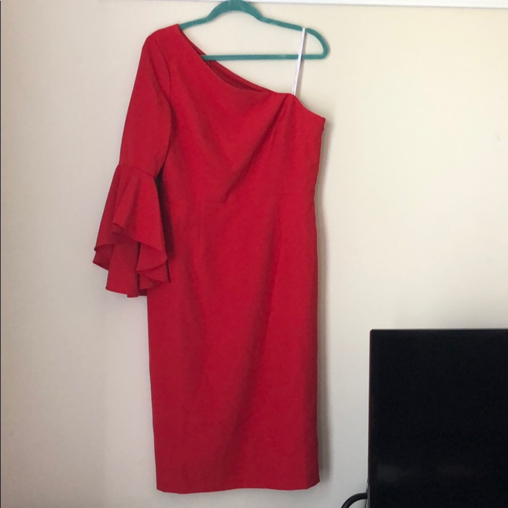 NEW Maggy London Mackenna One Shoulder Midi- Red